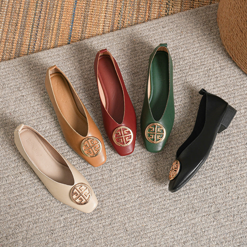 Orla | Square-Toe Medallion Flats