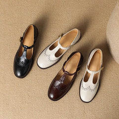 Maddalena Mary Jane shoes in Black, Cream and Brown