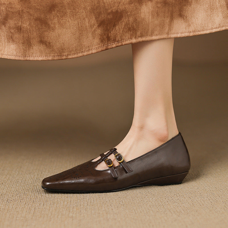 Ceyla | Brogue Double-Strap Mary Jane Flats