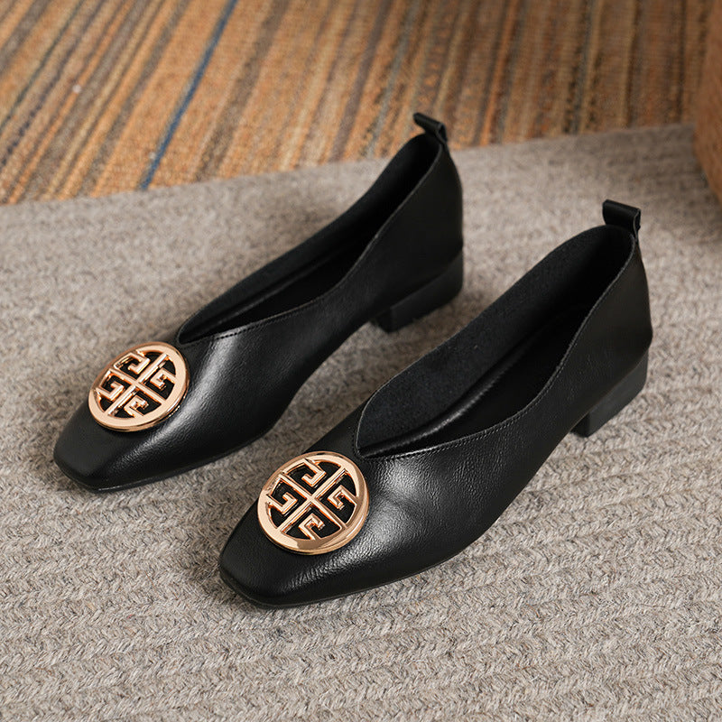 Orla | Square-Toe Medallion Flats