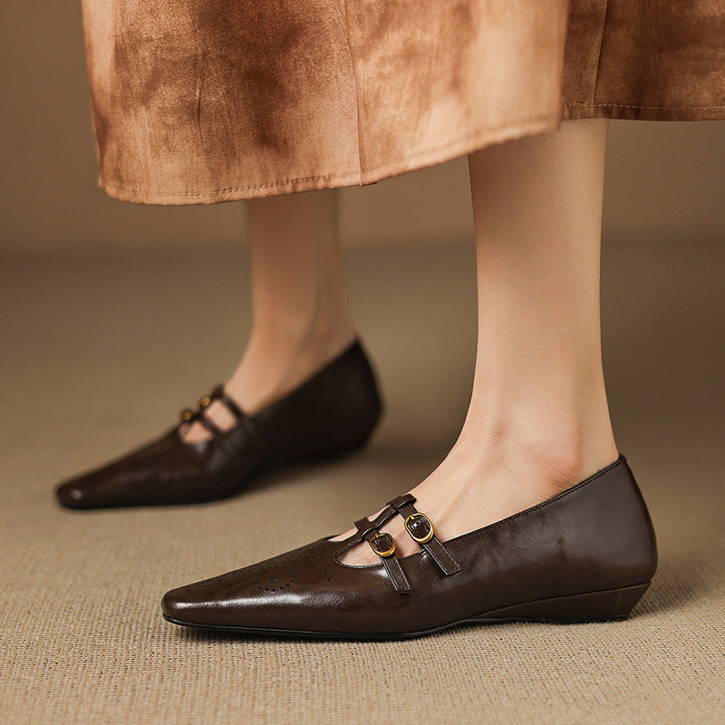 Ceyla | Brogue Double-Strap Mary Jane Flats