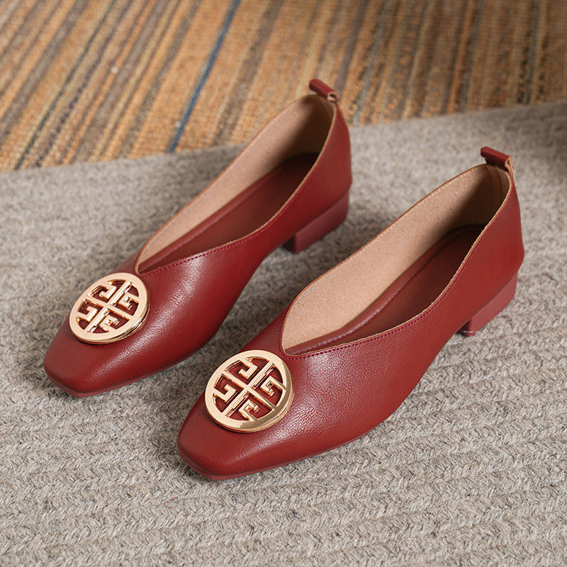 Orla | Square-Toe Medallion Flats