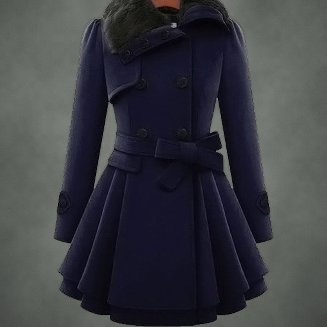 Pascale fitted midi coat in navy