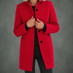 Clotilde stand collar midi coat in red