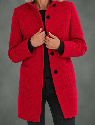 Clotilde stand collar midi coat in red