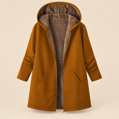 Evelyn cozy lined hooded coat in Bronze