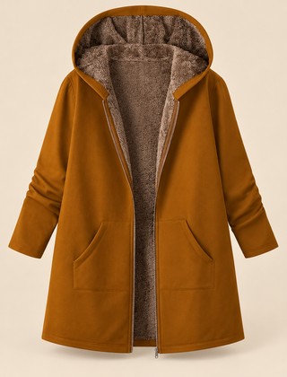 Evelyn cozy lined hooded coat in Bronze