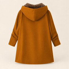 Evelyn cozy lined hooded coat in Bronze