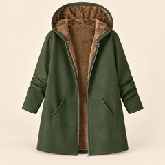 Evelyn cozy lined hooded coat in Green