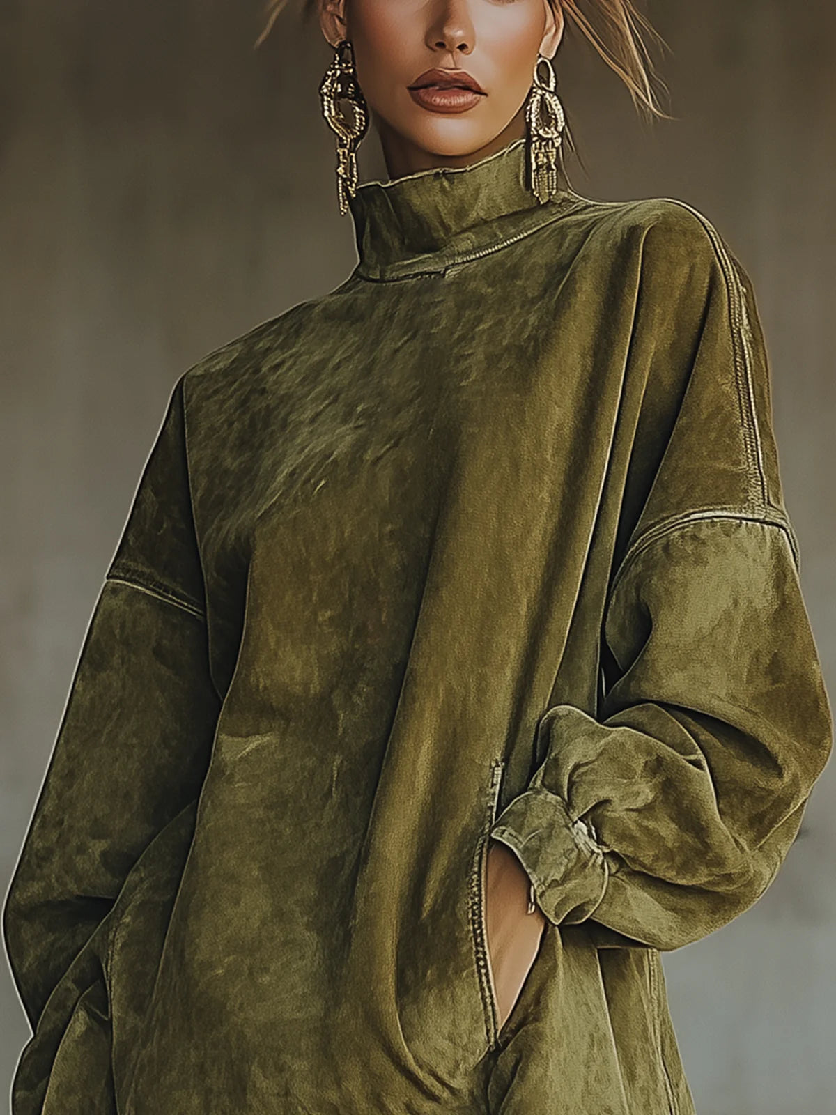 Amalia | Dress with High Neck and Fringes