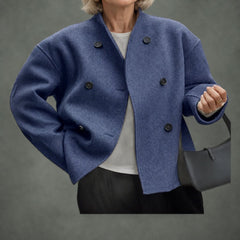 Blandine short double-breasted coat in blue
