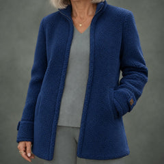 Henriette cozy collar coat in blue