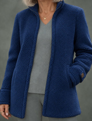 Henriette cozy collar coat in blue