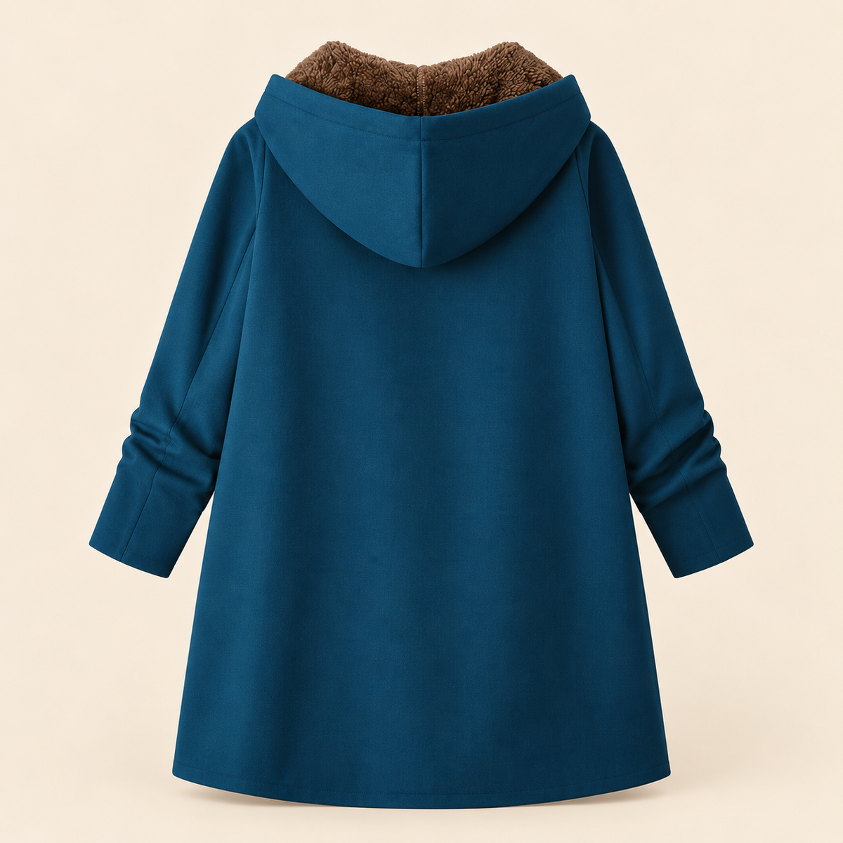 Evelyn cozy lined hooded coat in Military Blue