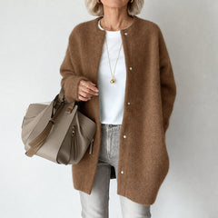 Rosalind relaxed collarless coat in brown