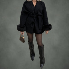 Paulette cozy wrap coat in black