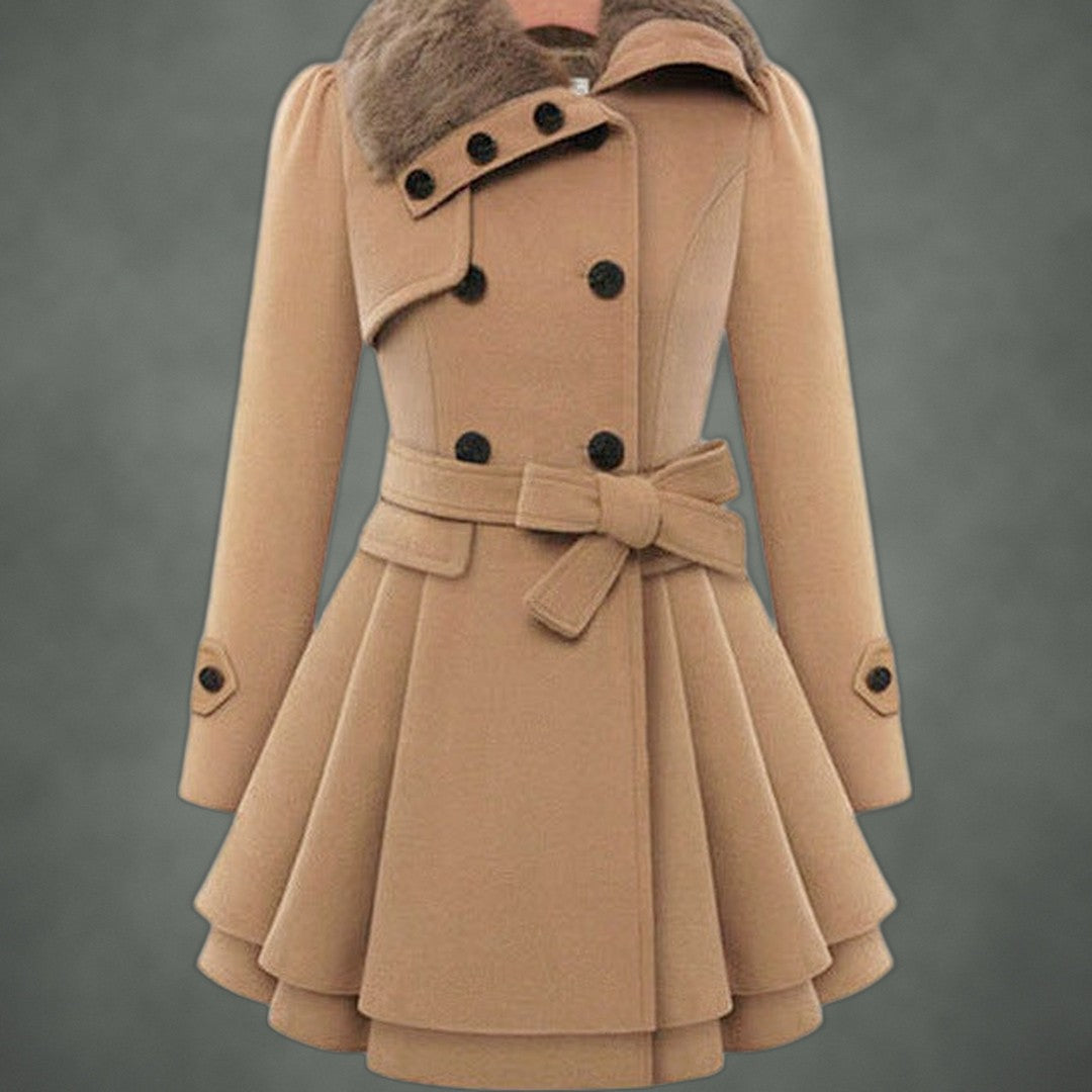 Pascale fitted midi coat in beige