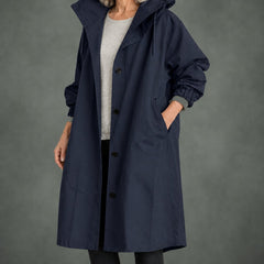 Apolline hooded long trench in navy