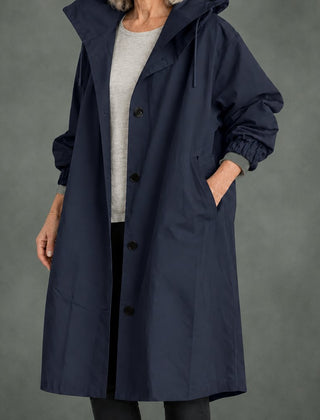 Apolline hooded long trench in navy