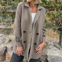 Simone double-breasted midi coat, detail
