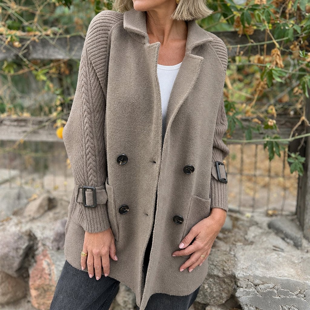 Simone double-breasted midi coat, detail