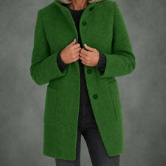 Clotilde stand collar midi coat in green