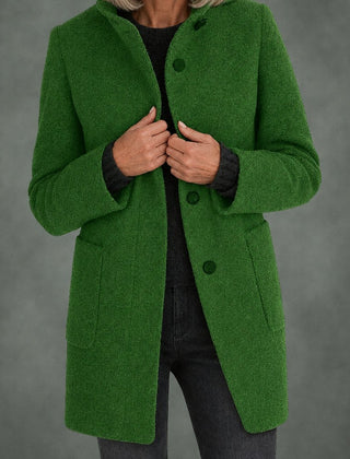 Clotilde stand collar midi coat in green
