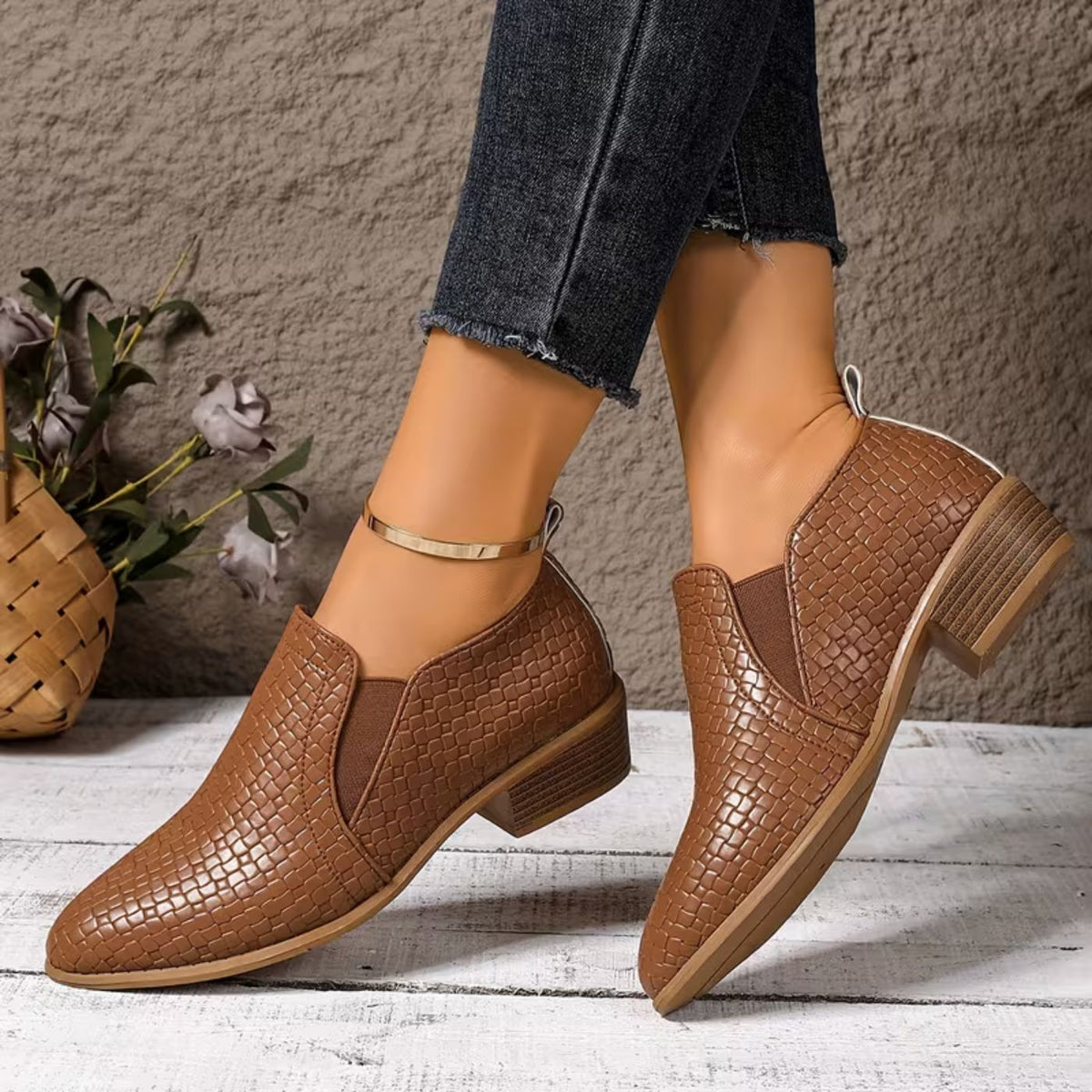 Rikke Pointed Toe Loafers in dark brown, another view