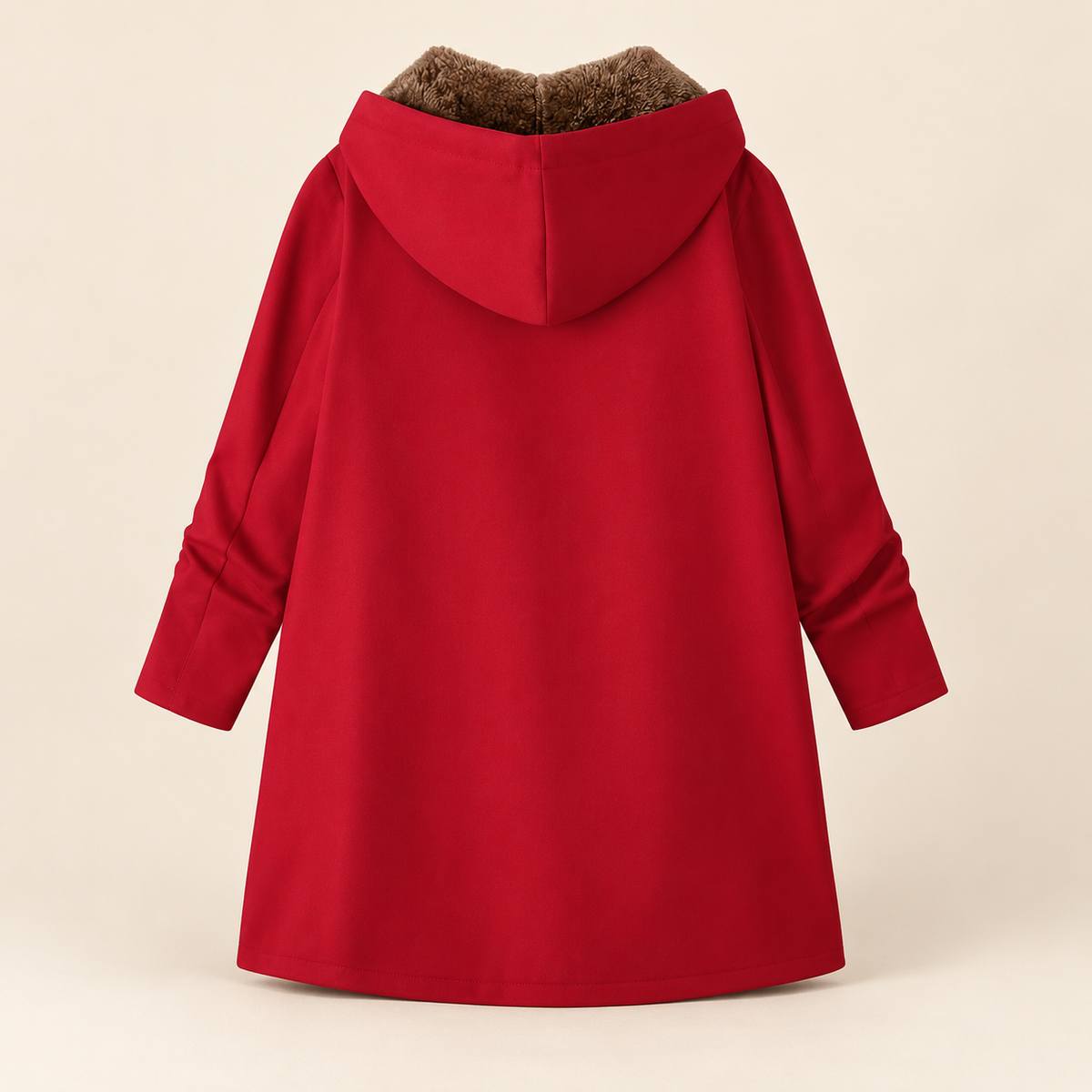 Evelyn cozy lined hooded coat in Red
