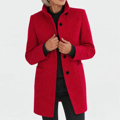 Bettina classic stand collar coat in red