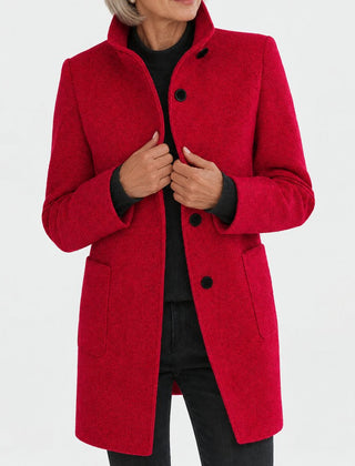 Bettina classic stand collar coat in red