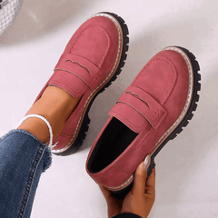 Maggie Chunky Sole Penny Loafers in raspberry