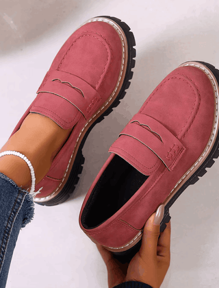 Maggie Chunky Sole Penny Loafers in raspberry