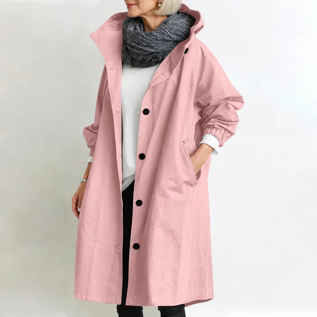 Agatha | Long Hooded Coat - Light Pink