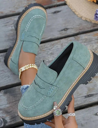 Maggie Chunky Sole Penny Loafers in mint