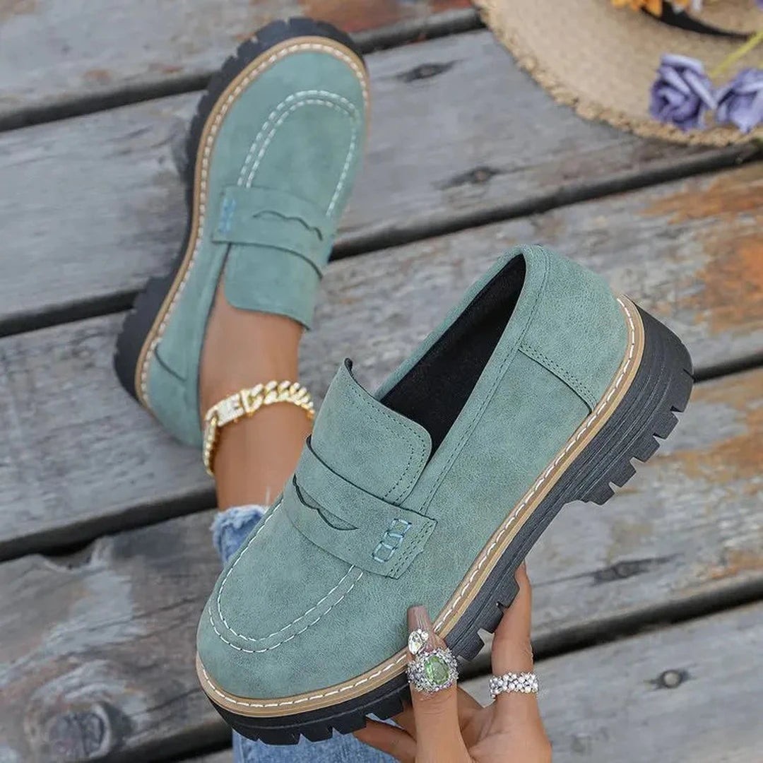 Maggie Chunky Sole Penny Loafers in mint