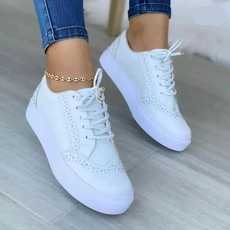Emilie flat casual comfy orthopedic sneakers in white