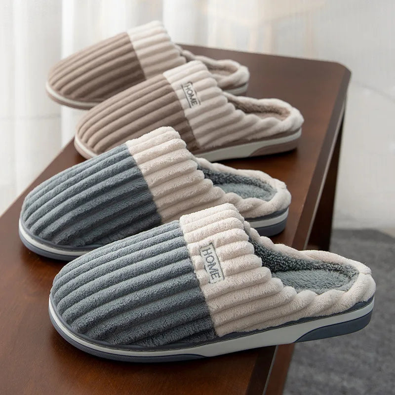 Paula slippers in taupe and gray on a bench
