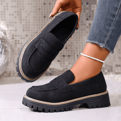 Maggie Chunky Sole Penny Loafers in black