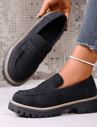 Maggie Chunky Sole Penny Loafers in black