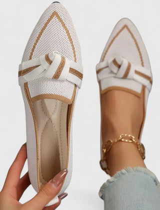 Marceline Pointed Flats with Knot Detail in white