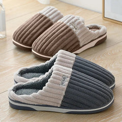 Paula slippers in taupe and gray on the floor