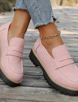 Maggie Chunky Sole Penny Loafers in pink