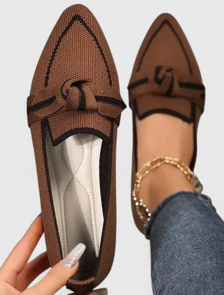 Marceline Pointed Flats with Knot Detail in brown