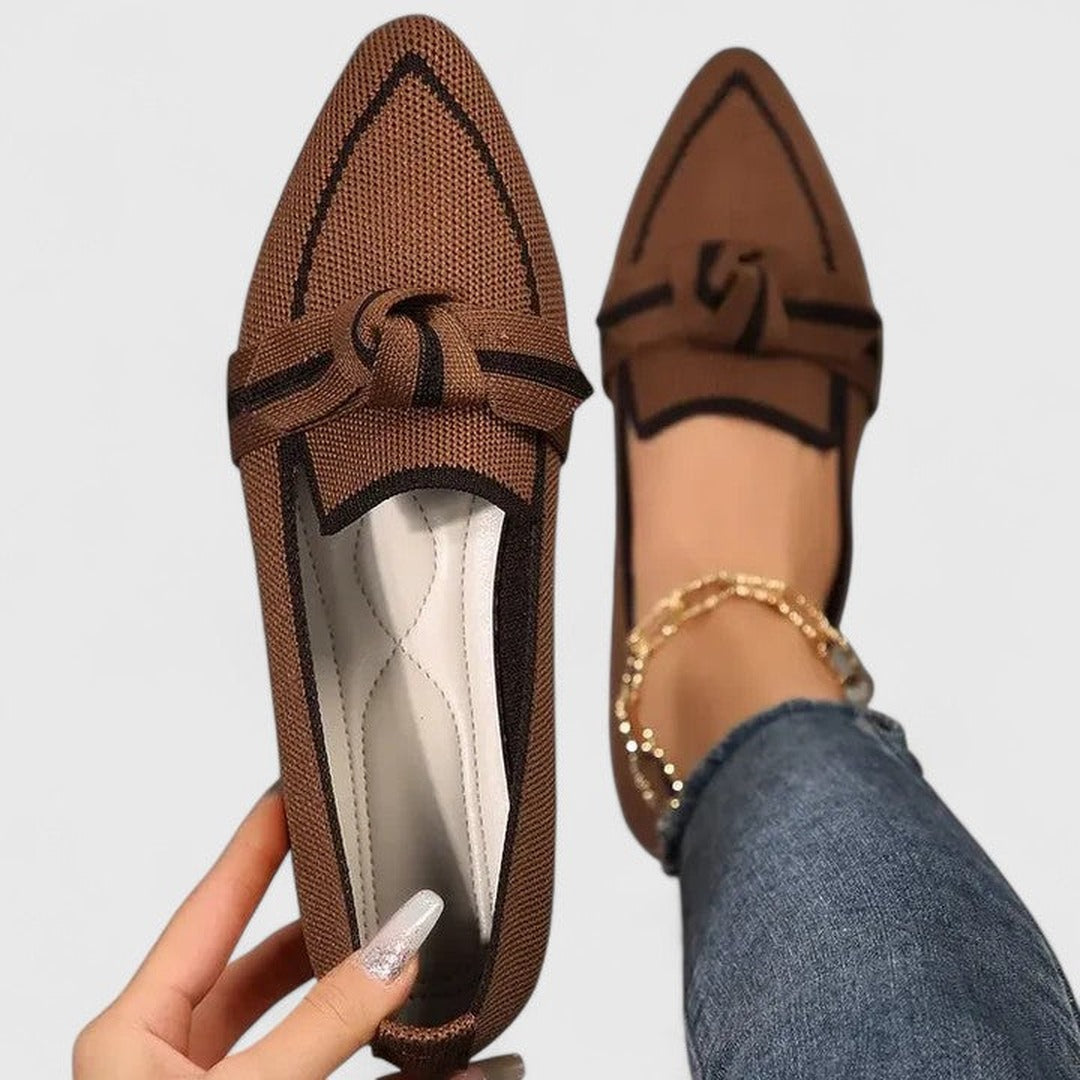 Marceline Pointed Flats with Knot Detail in brown