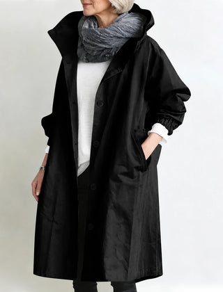 Agatha | Long Hooded Coat - Black