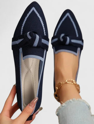 Marceline Pointed Flats with Knot Detail in navy