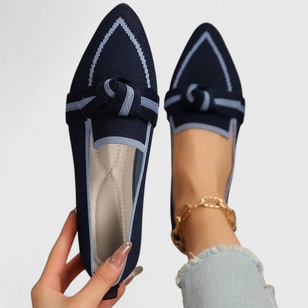 Marceline Pointed Flats with Knot Detail in navy