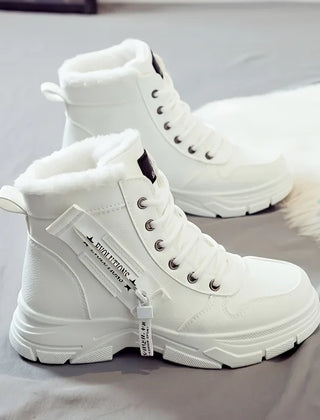 Margot | Cozy-Lined Lace-Up Winter Boots in White