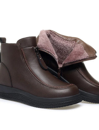 Marigold | Cozy-Lined Zip Comfort Boots in Brown
